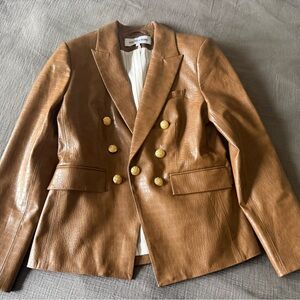 Veronica Beard Lawrence Croc Embossed Faux Leather Dickey Jacket; never worn